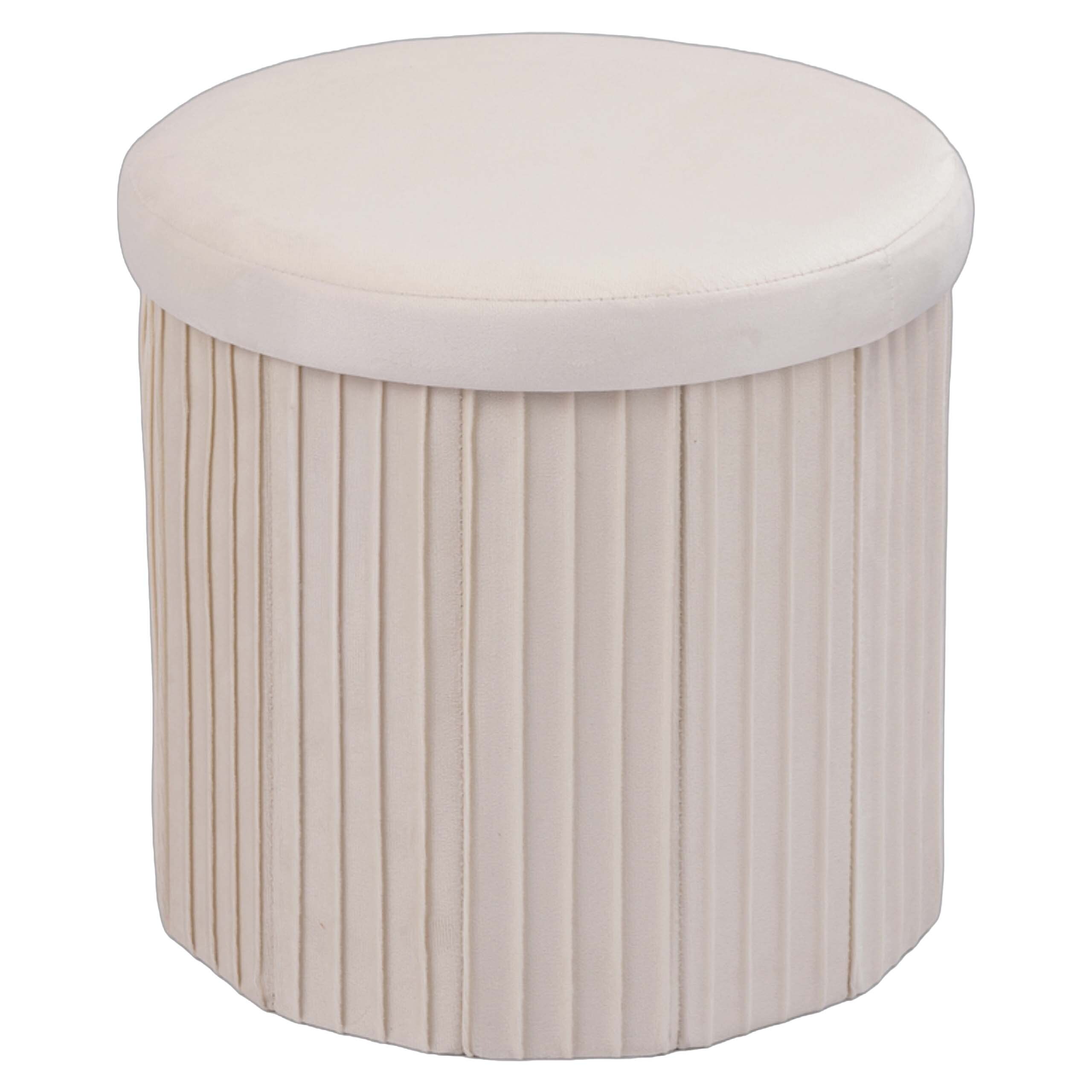 Stool In Cream - (h)38 X Ø 38 Cm