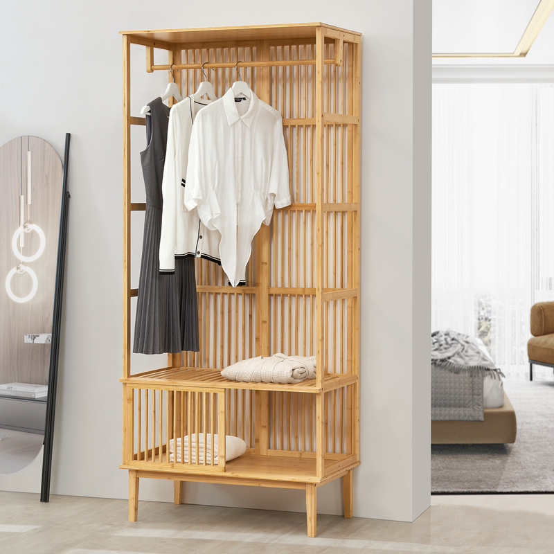 Vemb Coat Rack With Clothes Rail And Storage Shelf