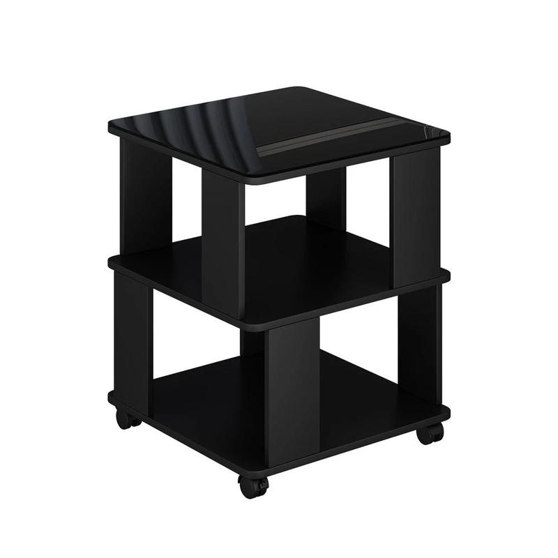 Image of Black Coffee Table 50 X 50 Cm The Living Room Table With Wheels Side Table On Wheels Room Table Roll Bar The Sofa Table Chipboard
