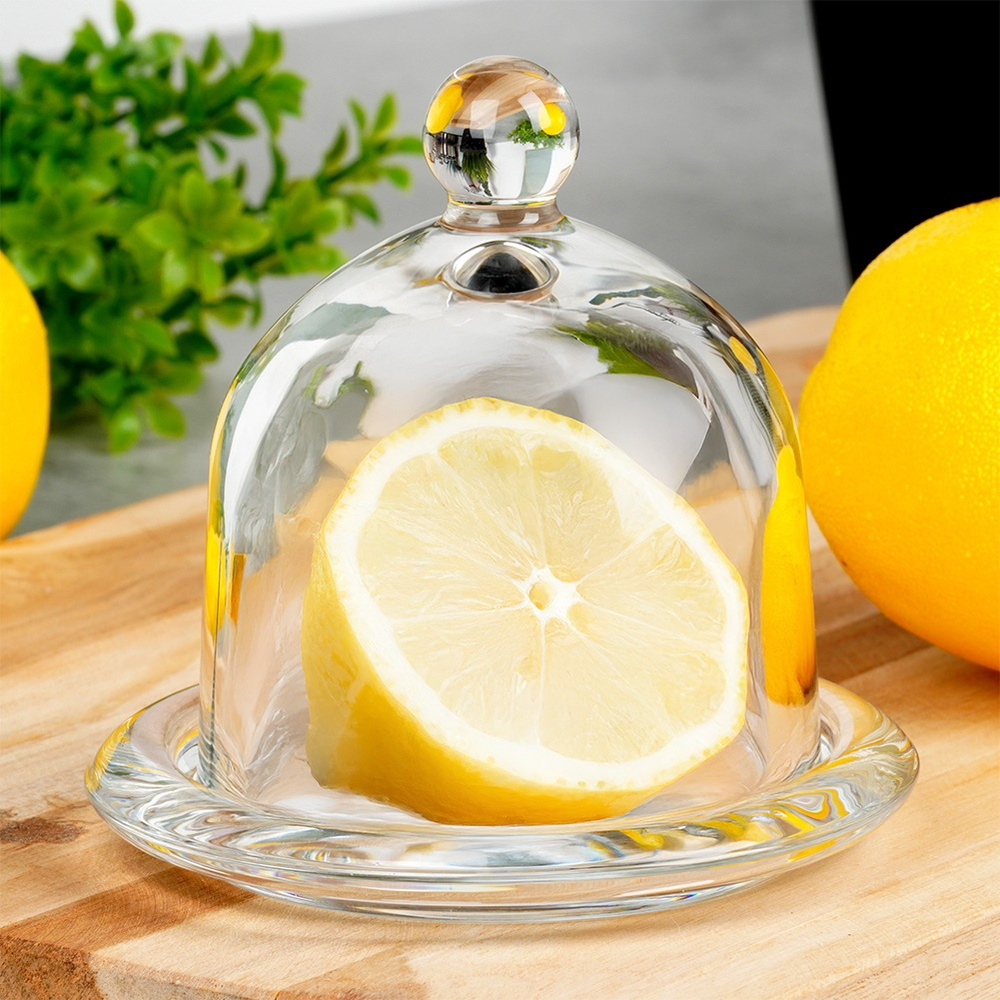TEMU Glass Lemon Container 9.5x9.5 Cm