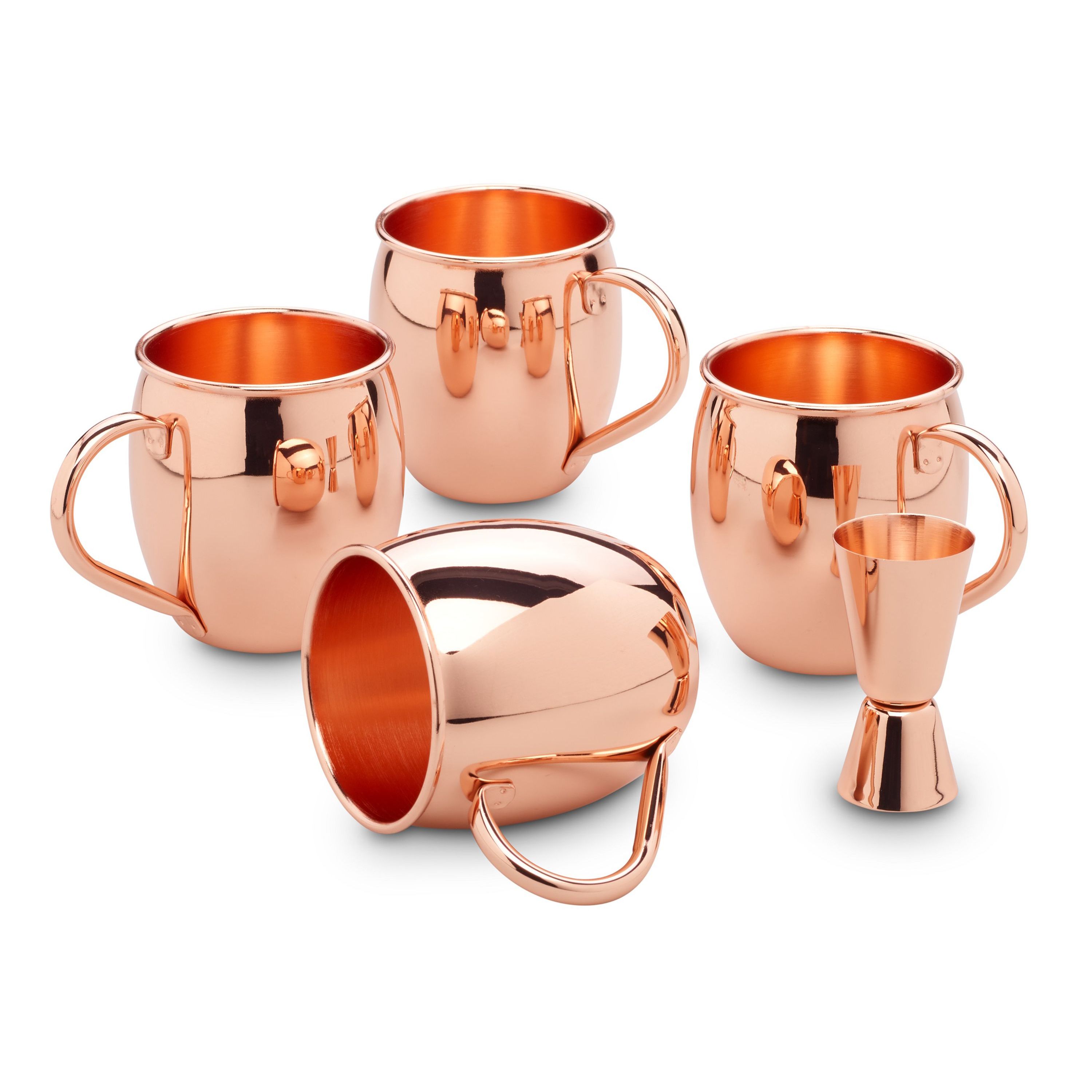 Image of Echtwerk Mule Gift Set, 5pcs, Stainless Steel Glasses, Glasses Perfect For Gin, Vodka, Beer And Cold Drinks, Bar Accessories, Gift Set, 500 Ml, 1x Jigger 2 Cl/4 Cl, Copper Optics
