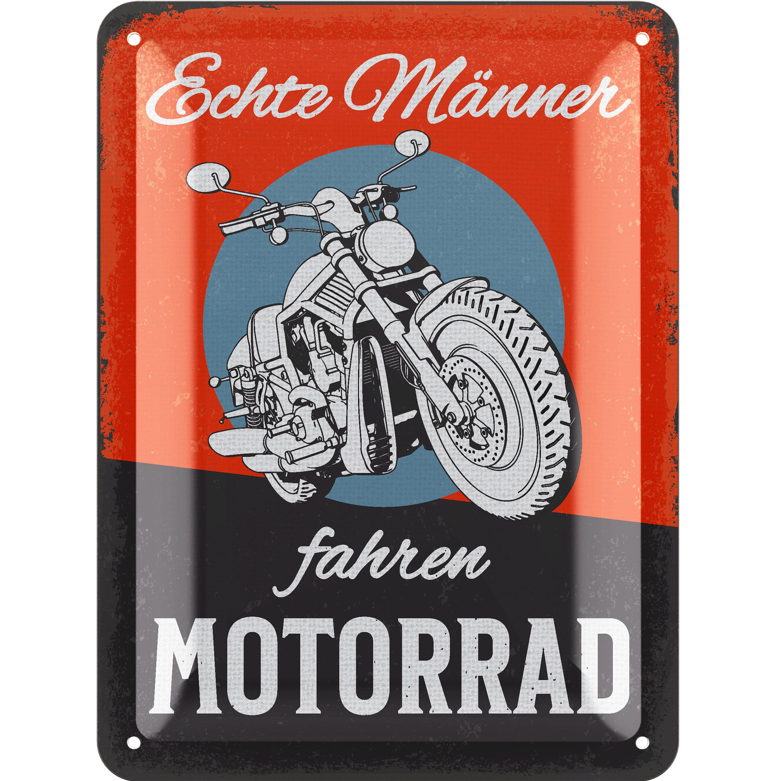 Image of Retro Tin Sign Real Men - Gift Idea For Men And Bikers - Funny Tin Sign Sayings, Sign For Workshop And Garage - Vintage Metal Sign Decor 15x20cm Classic Edition