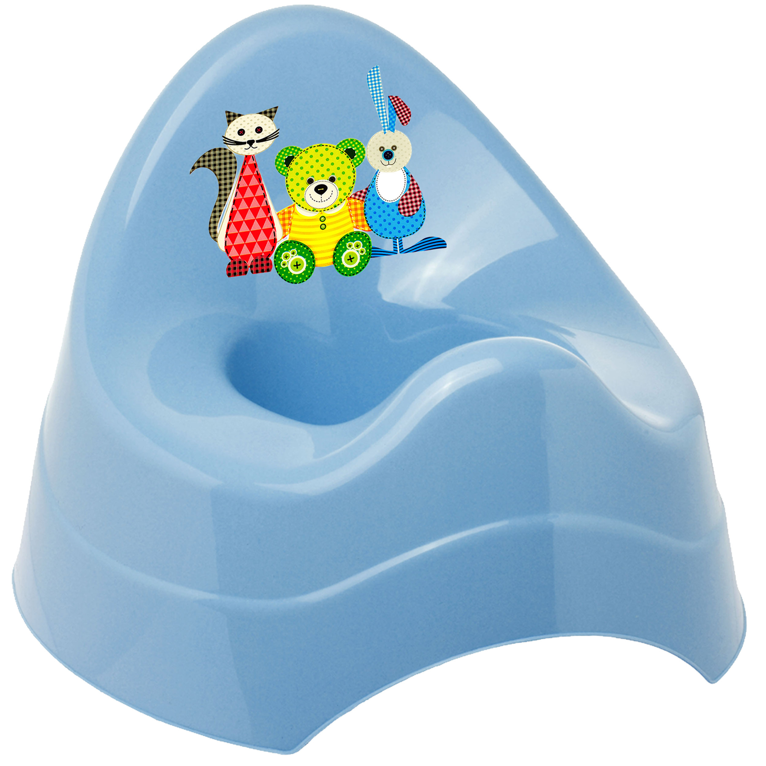 Image of Potty / Bedside Pot / Baby Potty - Blue _ Animals - Teddy - Cat - Bunny _ Bieco - With Large Backrest + Splash Guard - Baby Potty / Children's Potty / Training Potty - T..