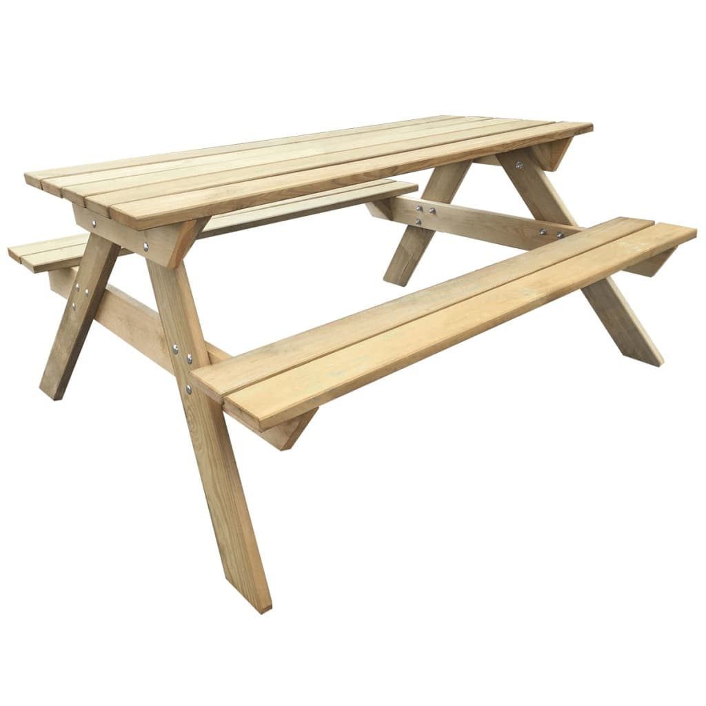 Image of Vidaxl Pine Wood Picnic Table Garden Table Seating Group Wooden Table Garden Furniture