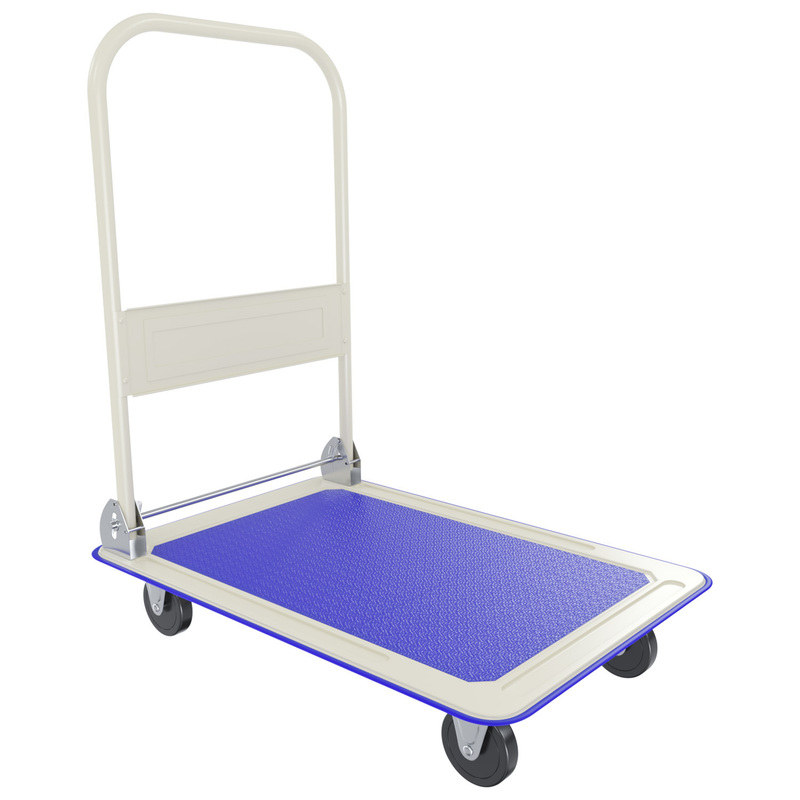 TEMU Carrello Pieghevole Portata 150 kg, Piattaforma in Acciaio 72 x 48 cm Antiscivolo con 4 Ruote, Richiudibile, Blu, Villeta
