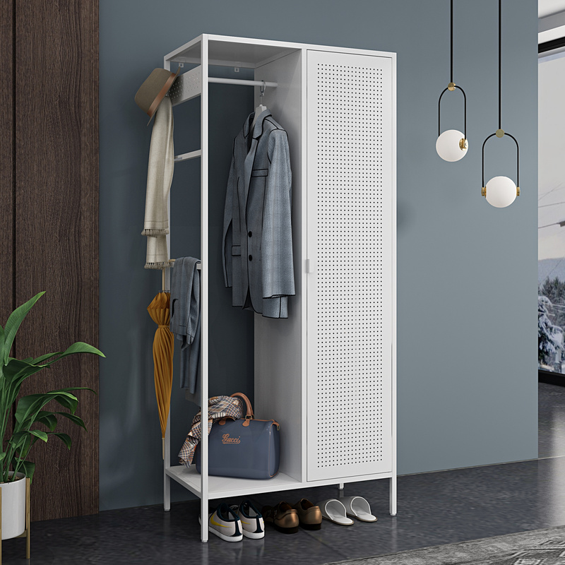 Puumala Wardrobe 180 X 80 X , Metal Coat Closet With 4 Compartments And 1 Rod