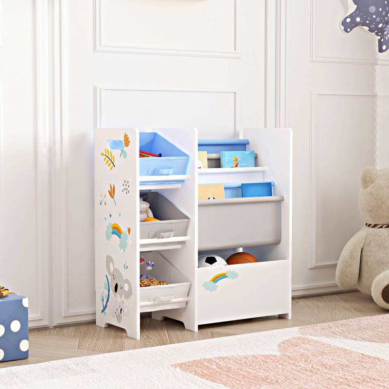 TEMU Étagère pour enfants 'Vimianzo avec 5 compartiments et 3 boîtes pliables 60 x 30 cm