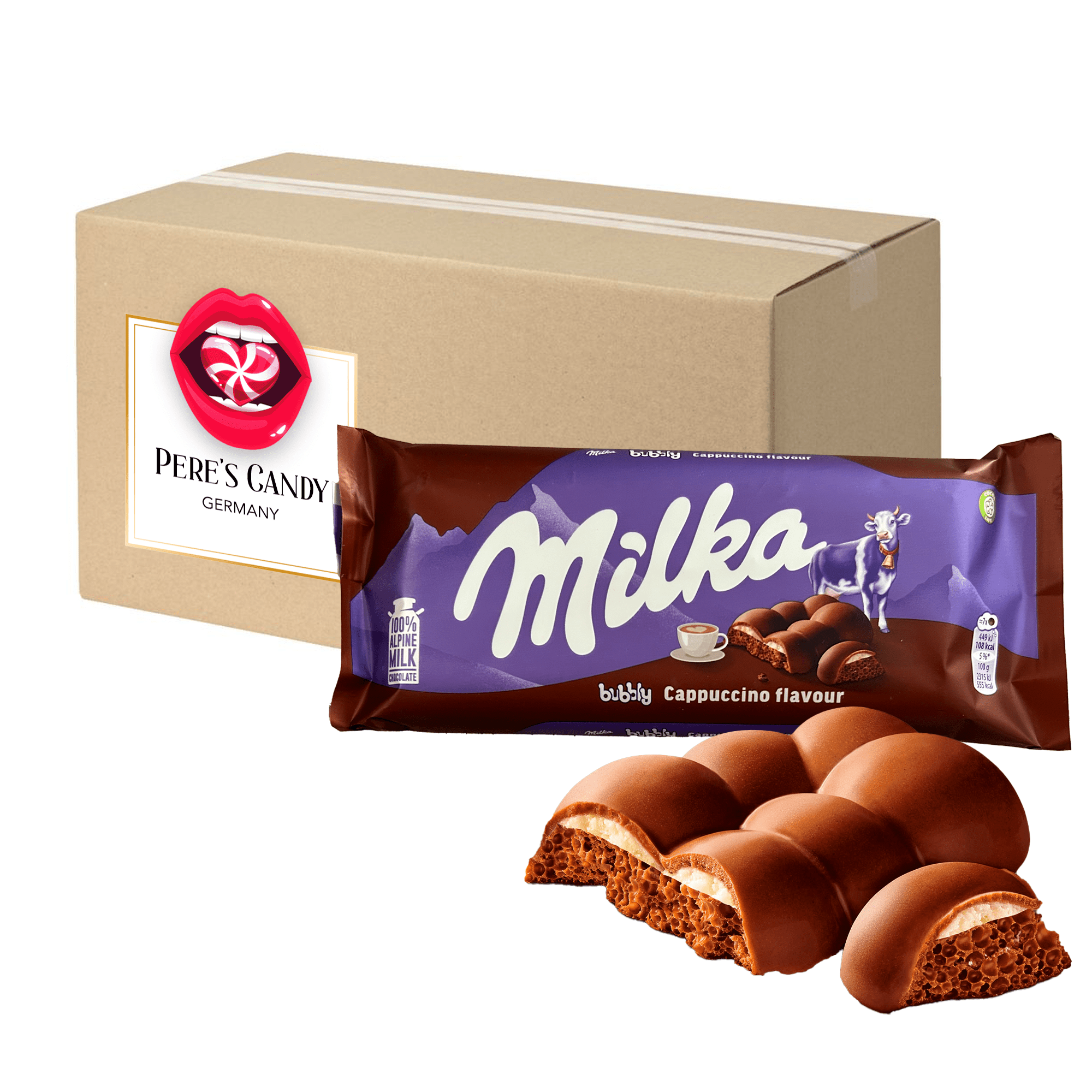 E-shop Milka Bubbly Cappuccino Tafel 4er Pack - 4 x 97g - Milka Bubbly Cappuccino ist ein ungewöhnlicher Schokoriegel, der die Zartheit der