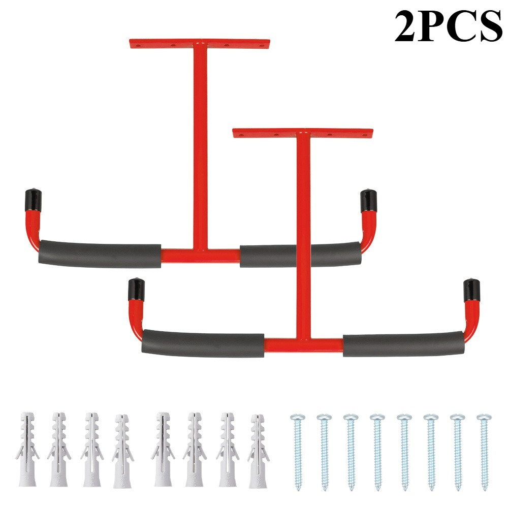 TEMU 2pcs T-shaped Double Hooks Overhead Garage Storage Hooks Heavy Duty Utility Ceiling Hanger Shelf Rack Red, Metal Garage Storage Hook Rack, Pipe