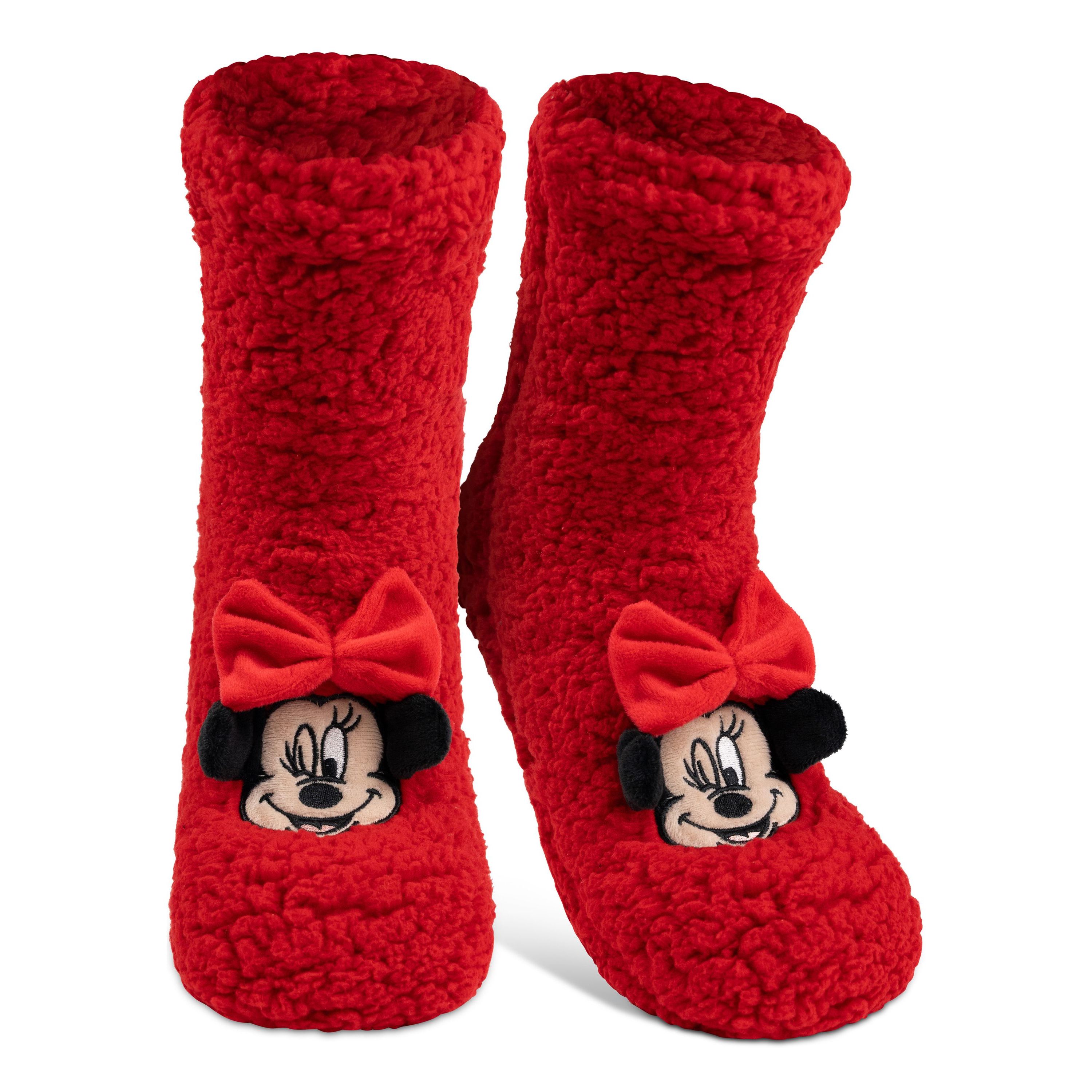 Image of Mouse Cabin Socks - Fluffy Sherpa House Socks With Bow For Women, Cozy Winter Socks, Warm Women's Socks, , Red