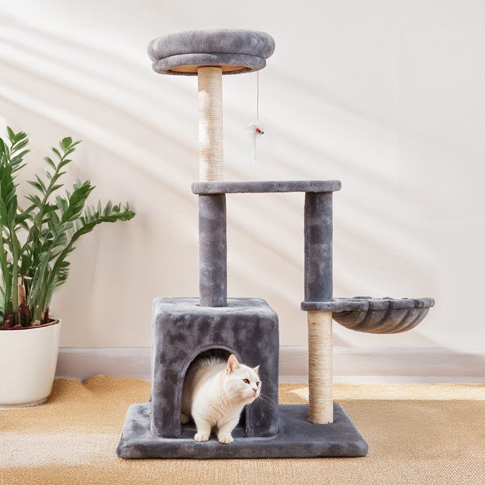 Multi-Level Cat Climbing Tower with Scratch Area
