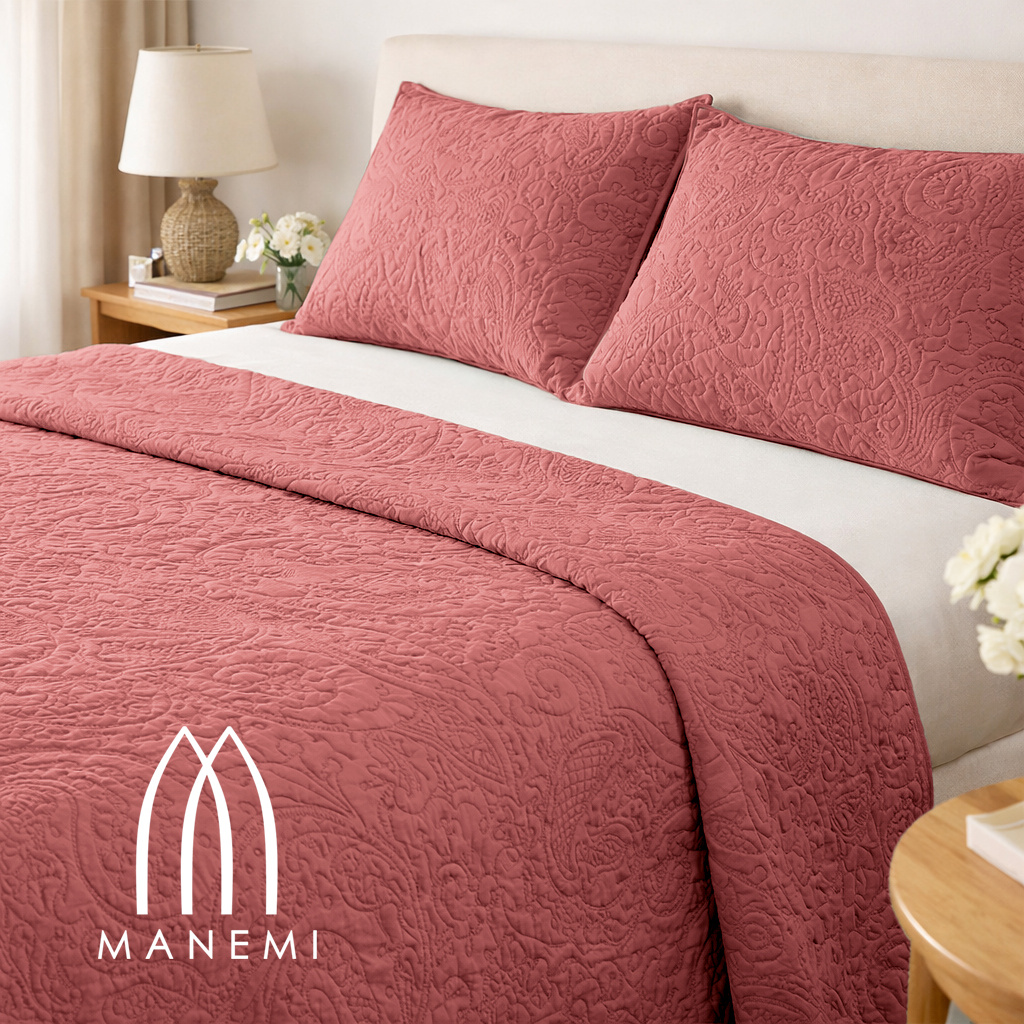 TEMU MANEMI - Colcha para verano y - Colcha para cama inluye 1 o 2 de cojin ，Colcha cubre cama 100% poliester, y transpirable. El diseño de la de
