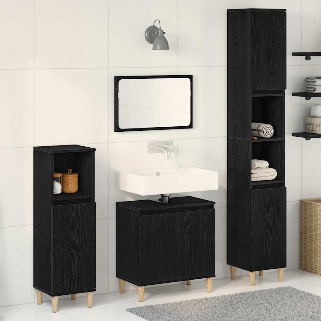 Image of Vidaxl 3pcs Bathroom Furniture Set, Wood-based Material With Modular Design And Enough Storage Space For Contemporary Decoration, Washbasin Cabinets.