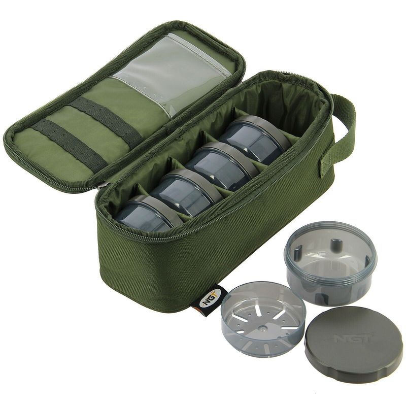 TEMU Ngt Fishing Bag 5 Pot Bait Storage Drip Tray Baiting Tools Compartment Carp