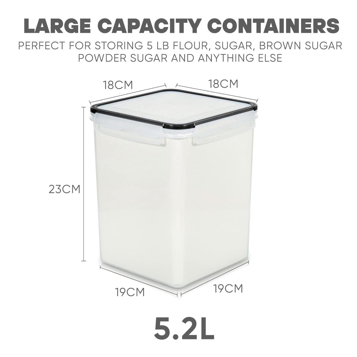 4pcs 5.2L Airtight Food Storage Containers with Labels