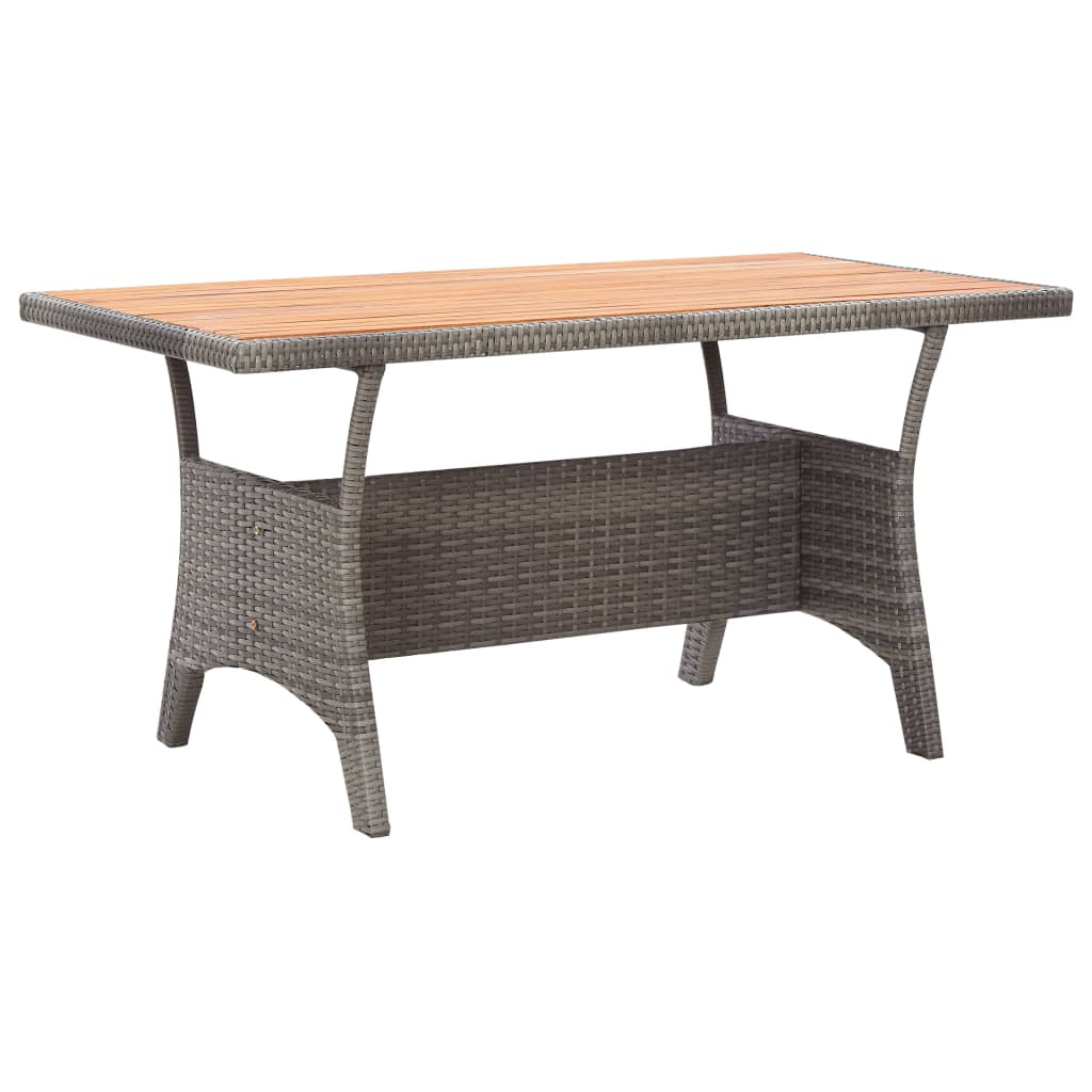Image of Vidaxl Solid Acacia Wood Garden Table, Dining Table, Patio Table, Balcony Table, Outdoor Furniture, Grey, 120x70x66cm