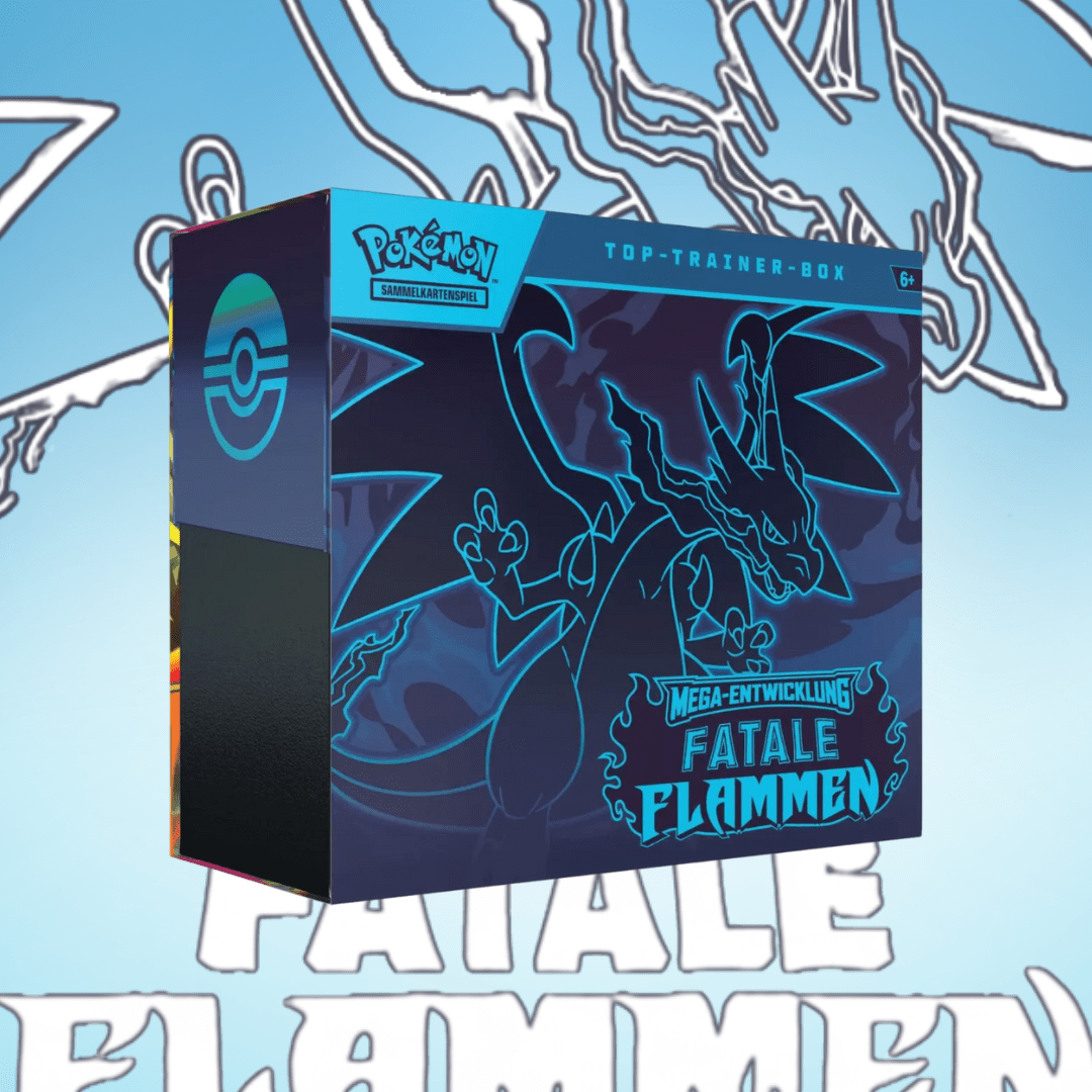 – Me02 – Mega Evolution: Flames – Box (german) | 9 Booster Packs + Accessories | German Edition