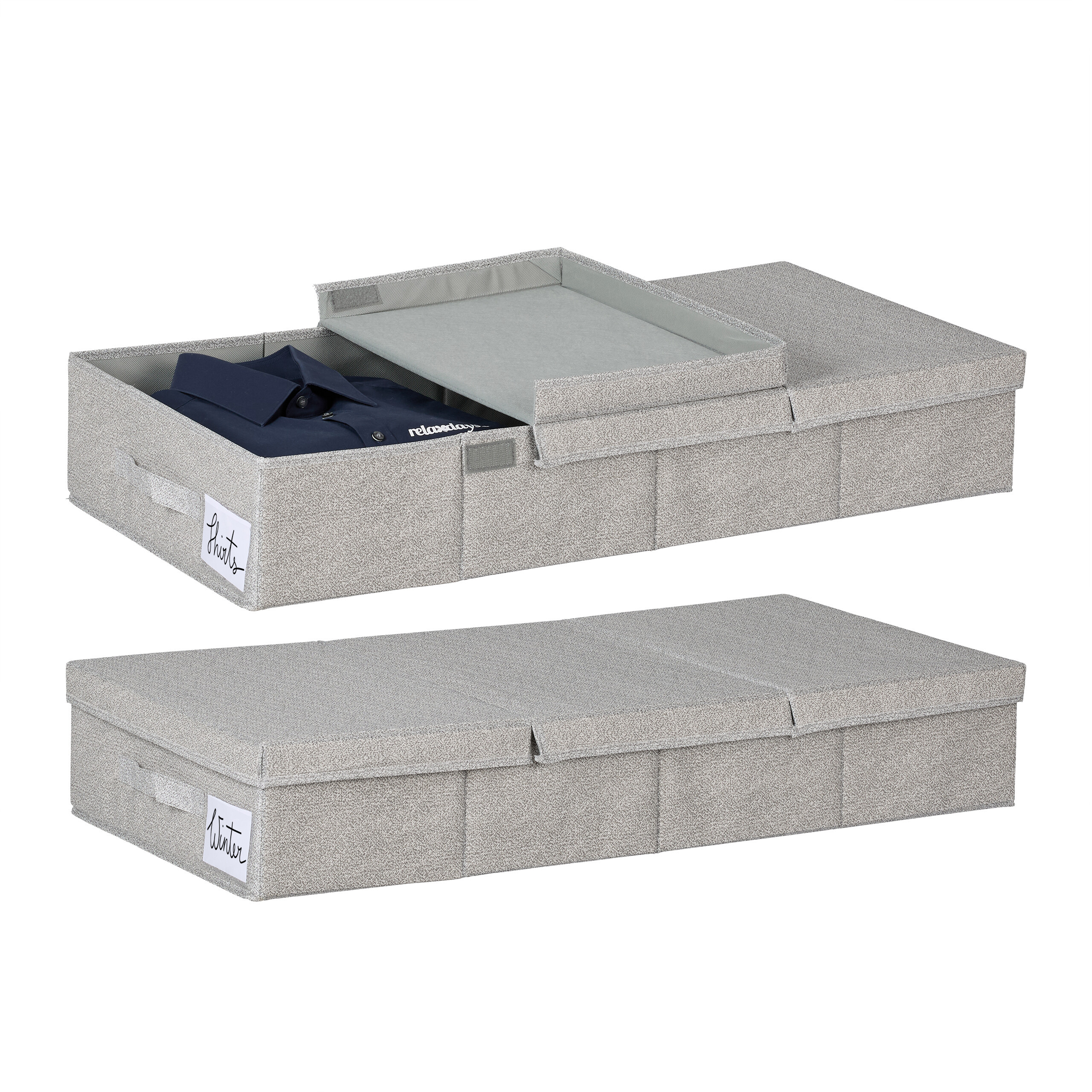 E-shop 2 x Unterbettkommode in Grau - (B)80 x (H)15 x (T)40 cm