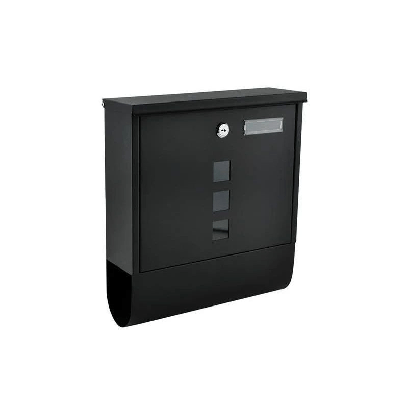 TEMU Outdoor Mailbox With Newspaper Holder, 2 Keys, 33x30x8.5 Cm, Metal, Black