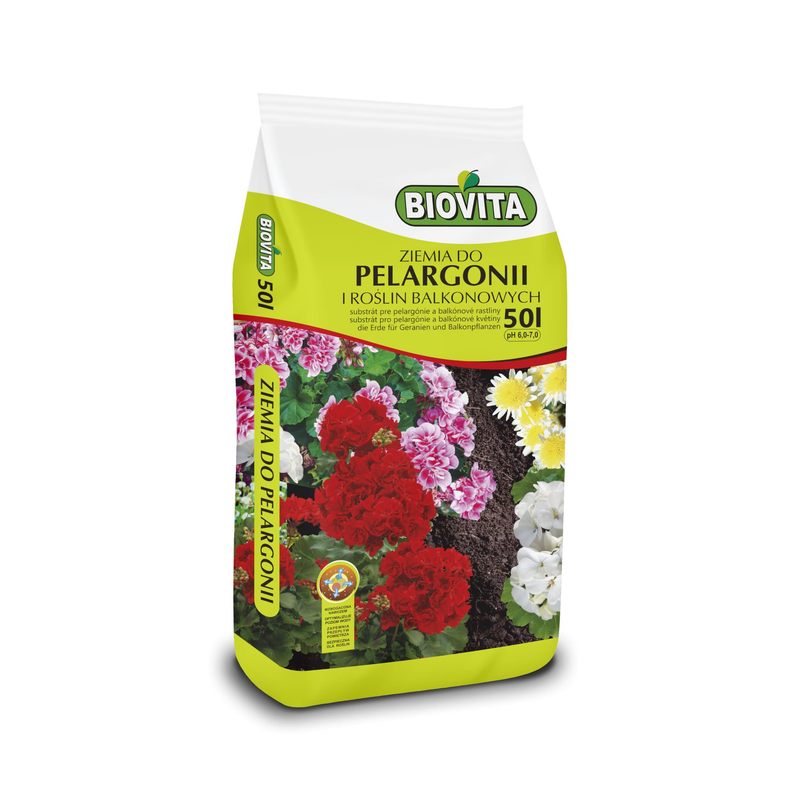 Biovita Geranium Soil, Flower Soil For Geraniums 50l - Ideal Potting Soil For Vibrant Growth And Flowering