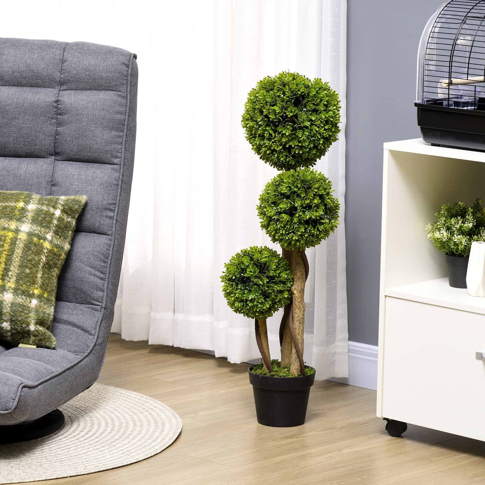 Image of Artificial Boxwood, 115 Cm Indoor Plant, Potted Plant, Decorative Plant For Home, Office, Hallway, Garden, Green