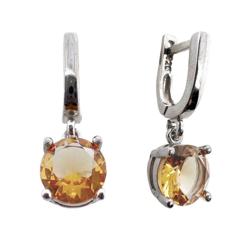 Hanging Round Women's Earrings With Sultanite, English Clasp, 925 Silver