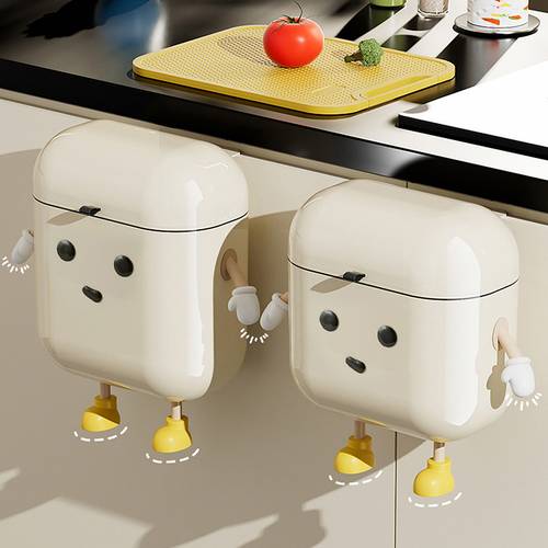 1pc space saving hanging trash can 9l 12l cabinet door mount bin with lid hung design for kitchen bathroom office compact cute