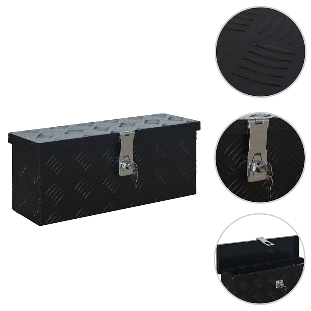 Image of Aluminum Case Transport Case Toolbox Tool Box Trailer Box Aluminum Box Aluminum Trunk Storage Box 485x140x200 Mm Black Aluminum