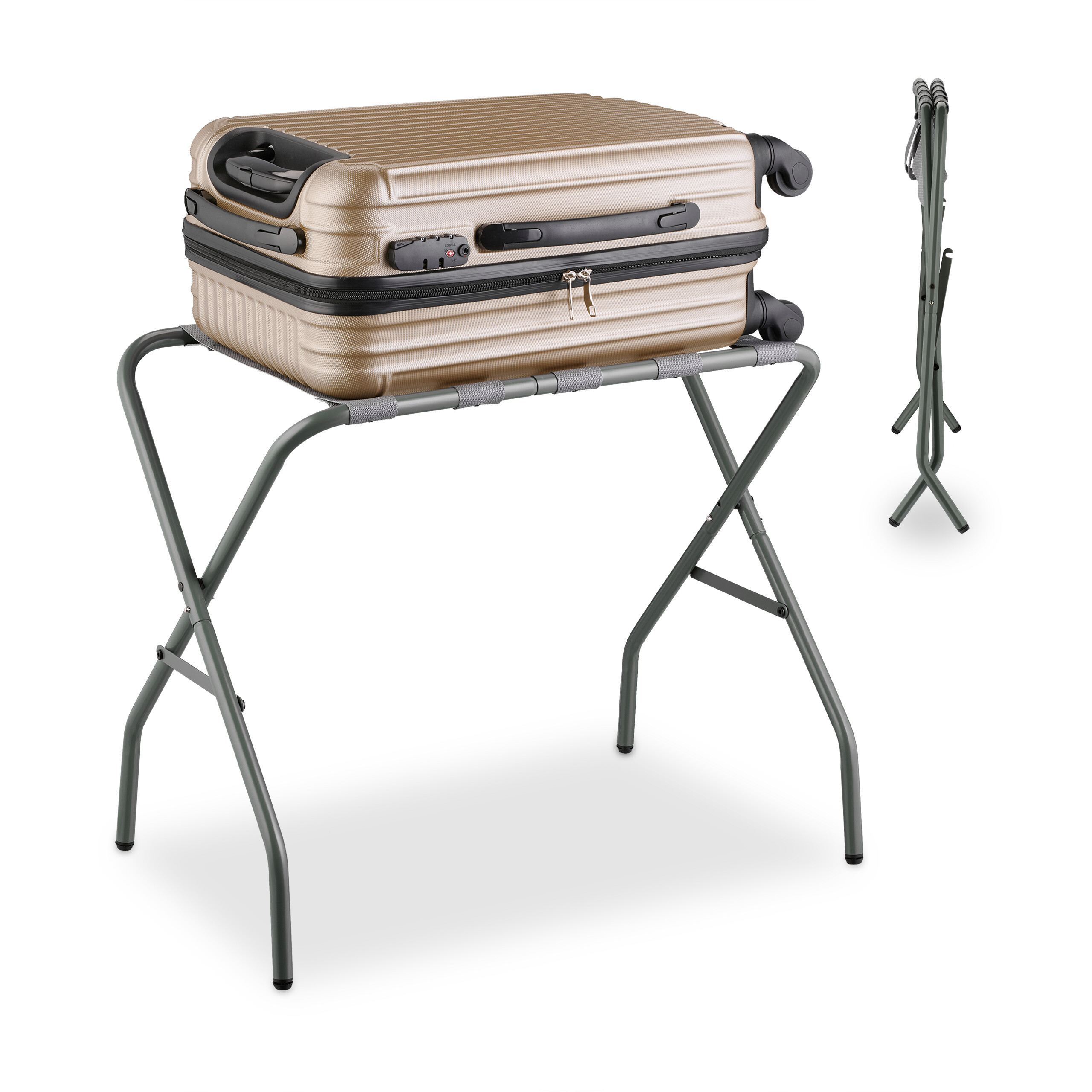 Grey Suitcase Stand - (w)67 X (h)55 X (d)43 Cm