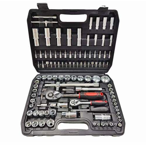 108pcs key set with reversible ratchet metric sockets bit inserts and extensions complete tool kit for car motorcycle and diy repairs with case