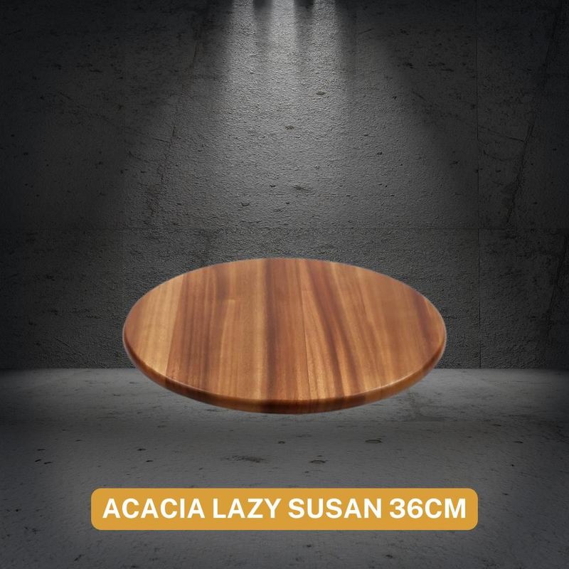 acacia wood lazy susan 36cm round serving plate for family and indoor dining smooth kitchen stylish wooden