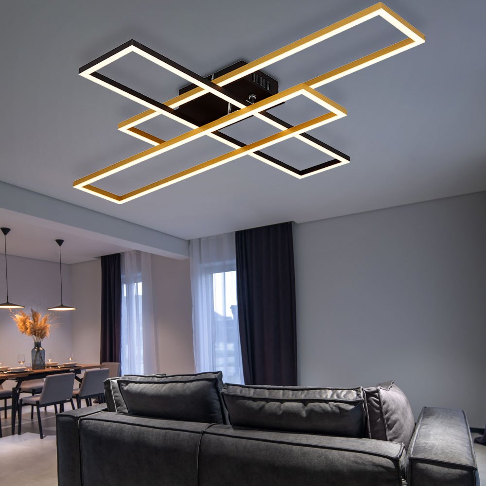 Led Ceiling Light Movable Ceiling Lamp Black Light, Alu , 40w 1650lm Warm White, Lxbxh 80x60x9.5 Cm