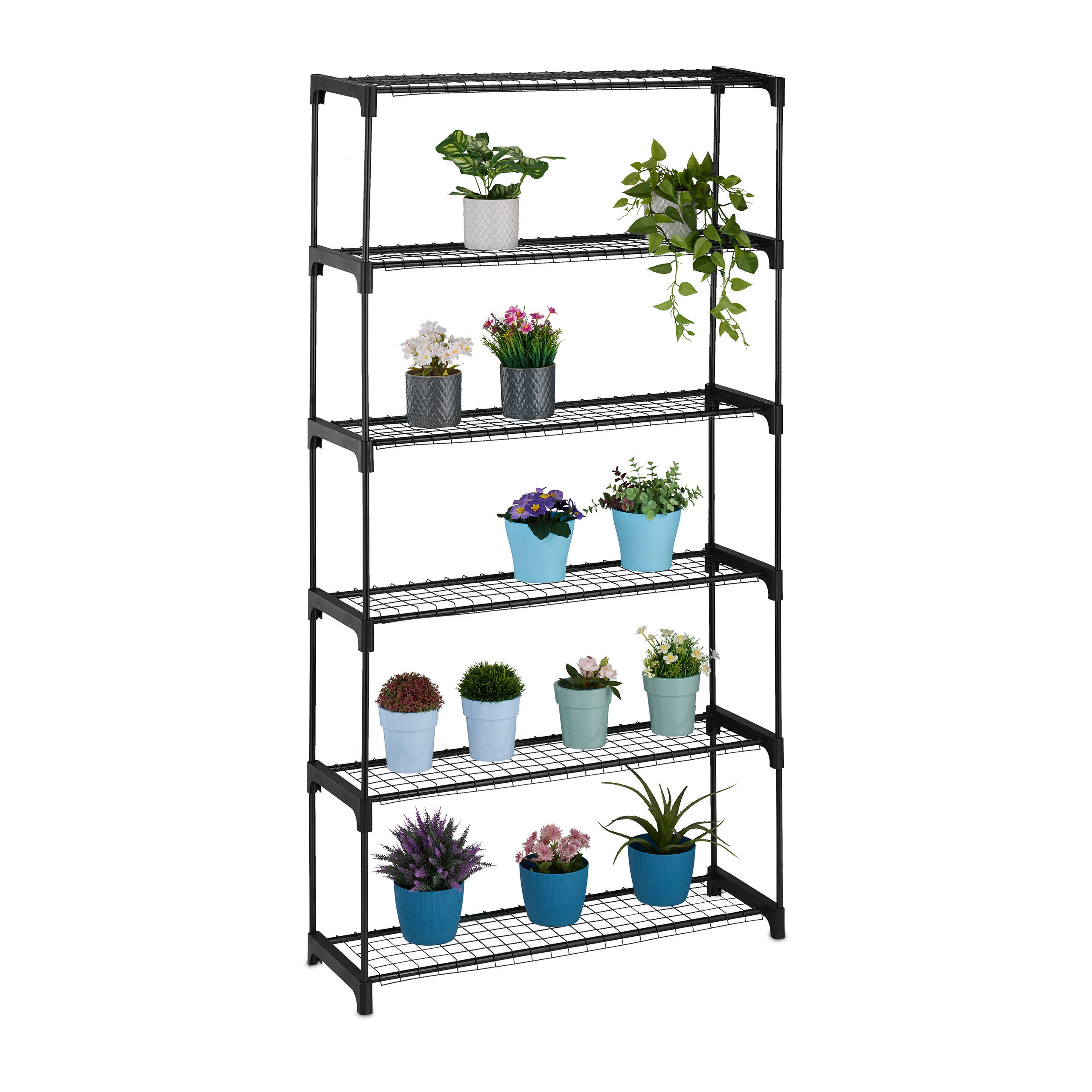 Flower Shelf In Black - (w)91 X (h)174 X (d)28 Cm