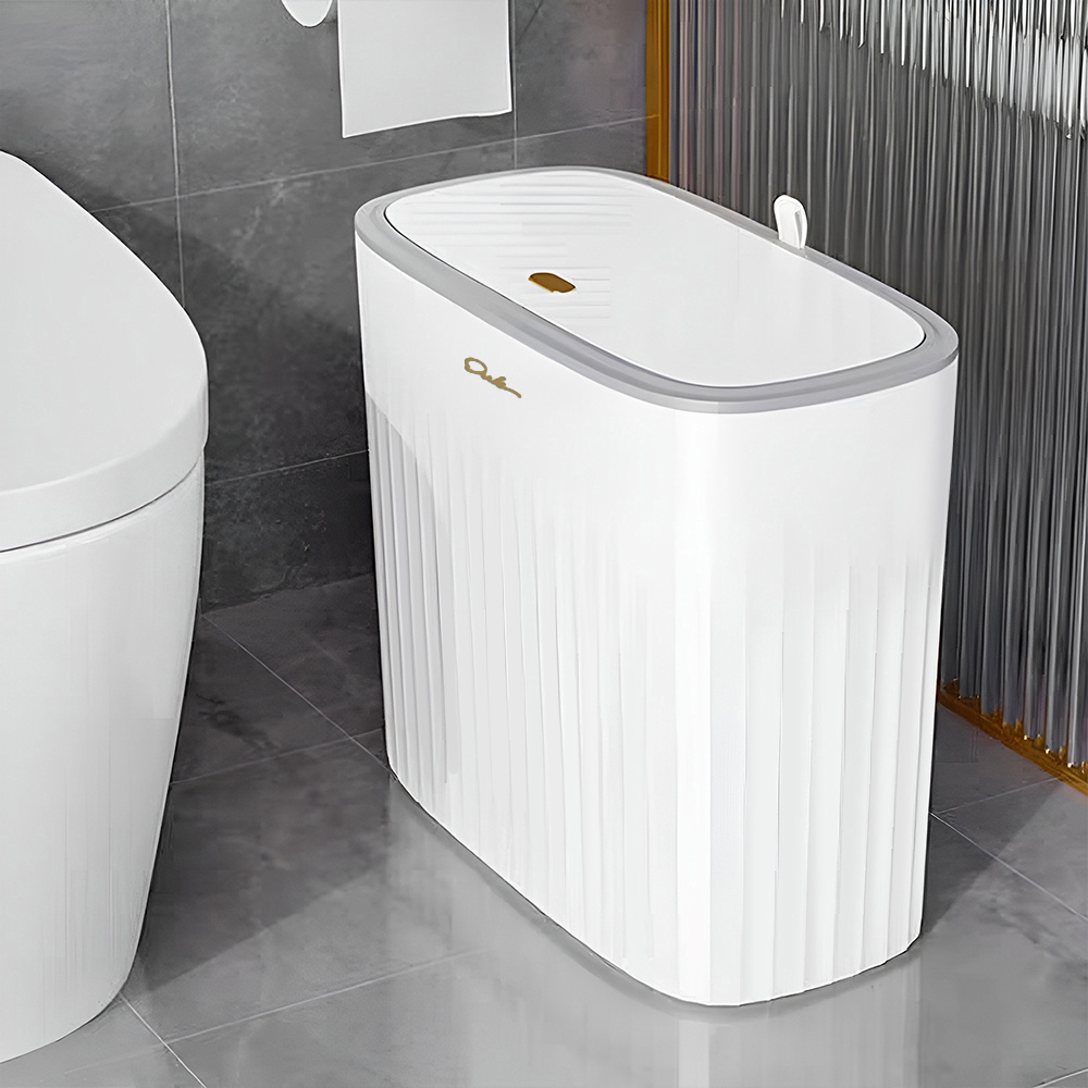 TEMU 13l Plastic Trash Can Kitchen Bathroom Press Bin Rubbish Garbage Container Slim Corner Wall Mounted Waste Bin