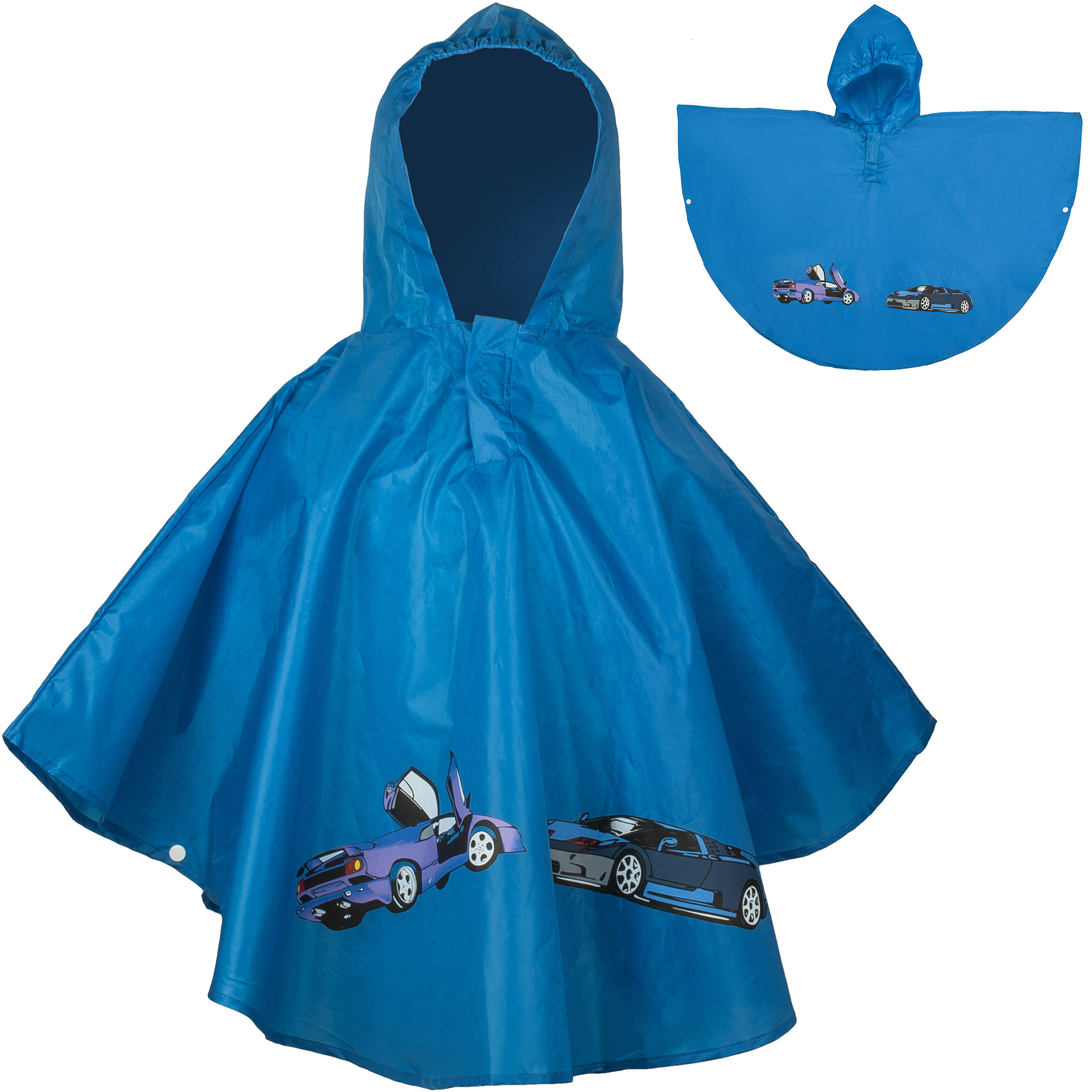 Image of Rain Cape / Rain Poncho - Car & Racing Car - Size 92 - 128 _ . 2 To 6 Years - Waterproof + Water-resistant - Nylon Fabric - Very Light - Raincoat / Rain Jacket...