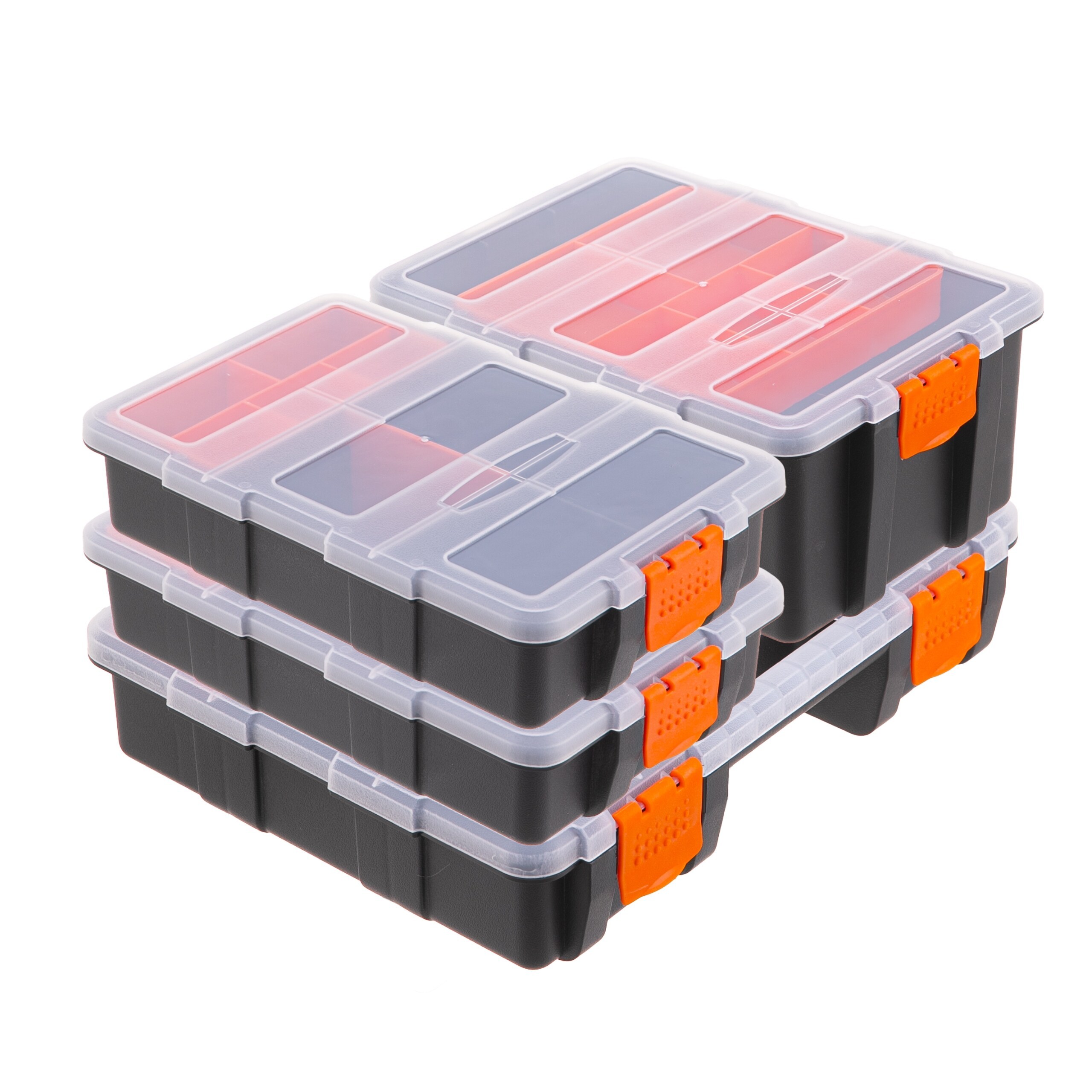 4-compartment Sorting Box Set In Black/orange