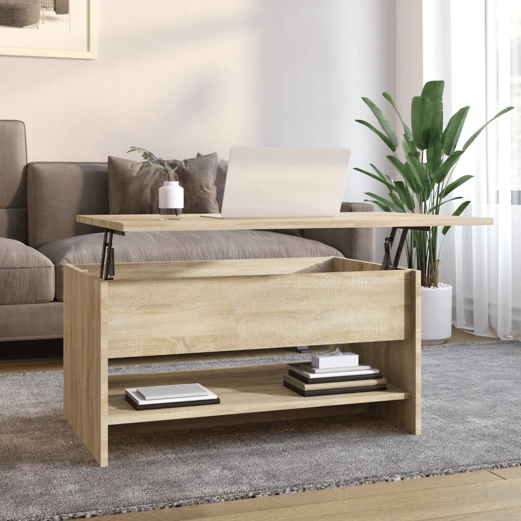Vidaxl Height-adjustable Coffee Table Side Table Living Room Table Sofa Table With Storage Space Oak 80x50x40cm Wood Material