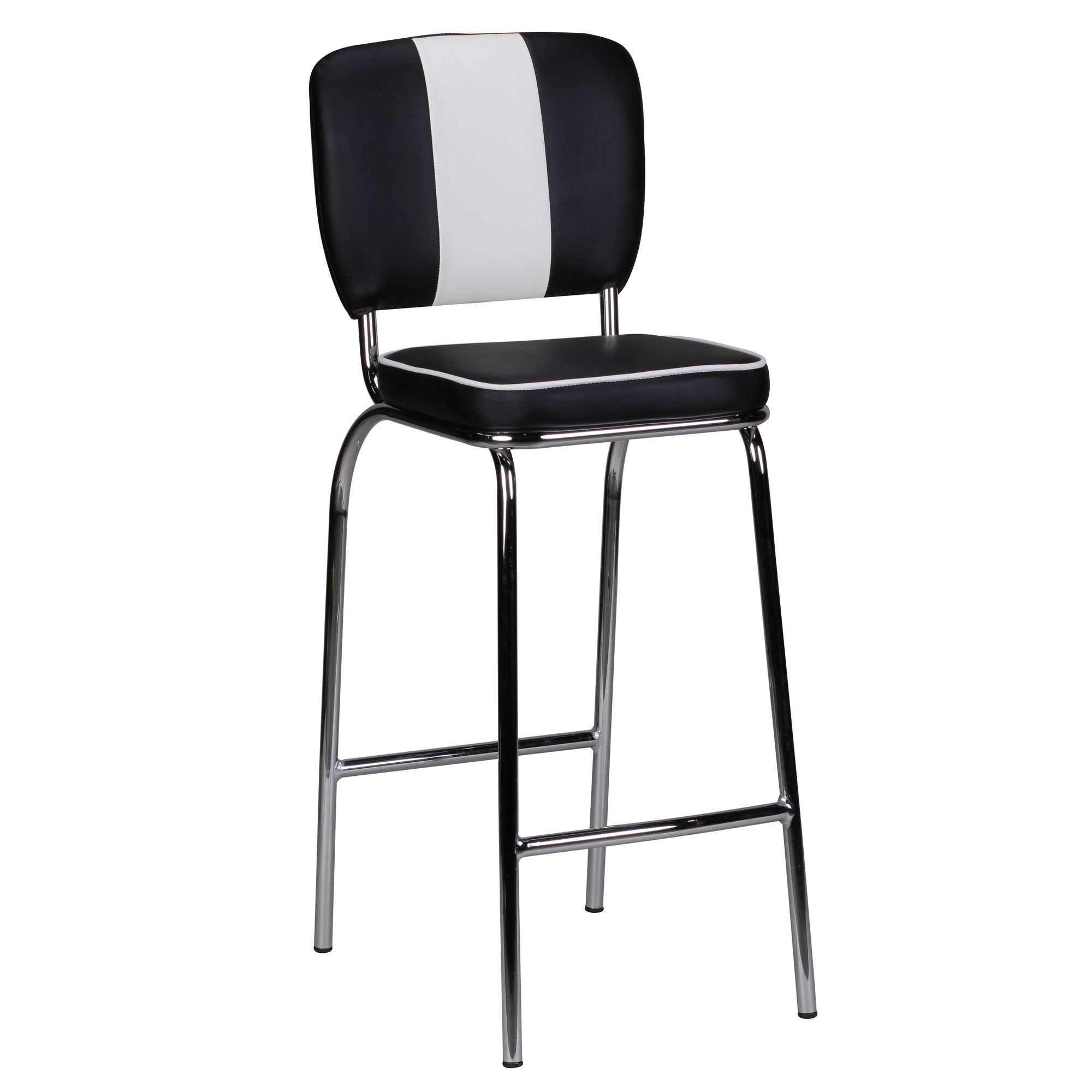 American Diner 50s Retro Bar Stool, Seat With Backrest, Footrest, Seat Height 76 Cm