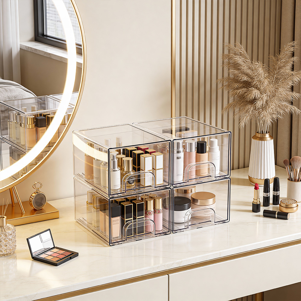 Medium Stackable Organiser Box, Clear Acrylic Storage Drawers