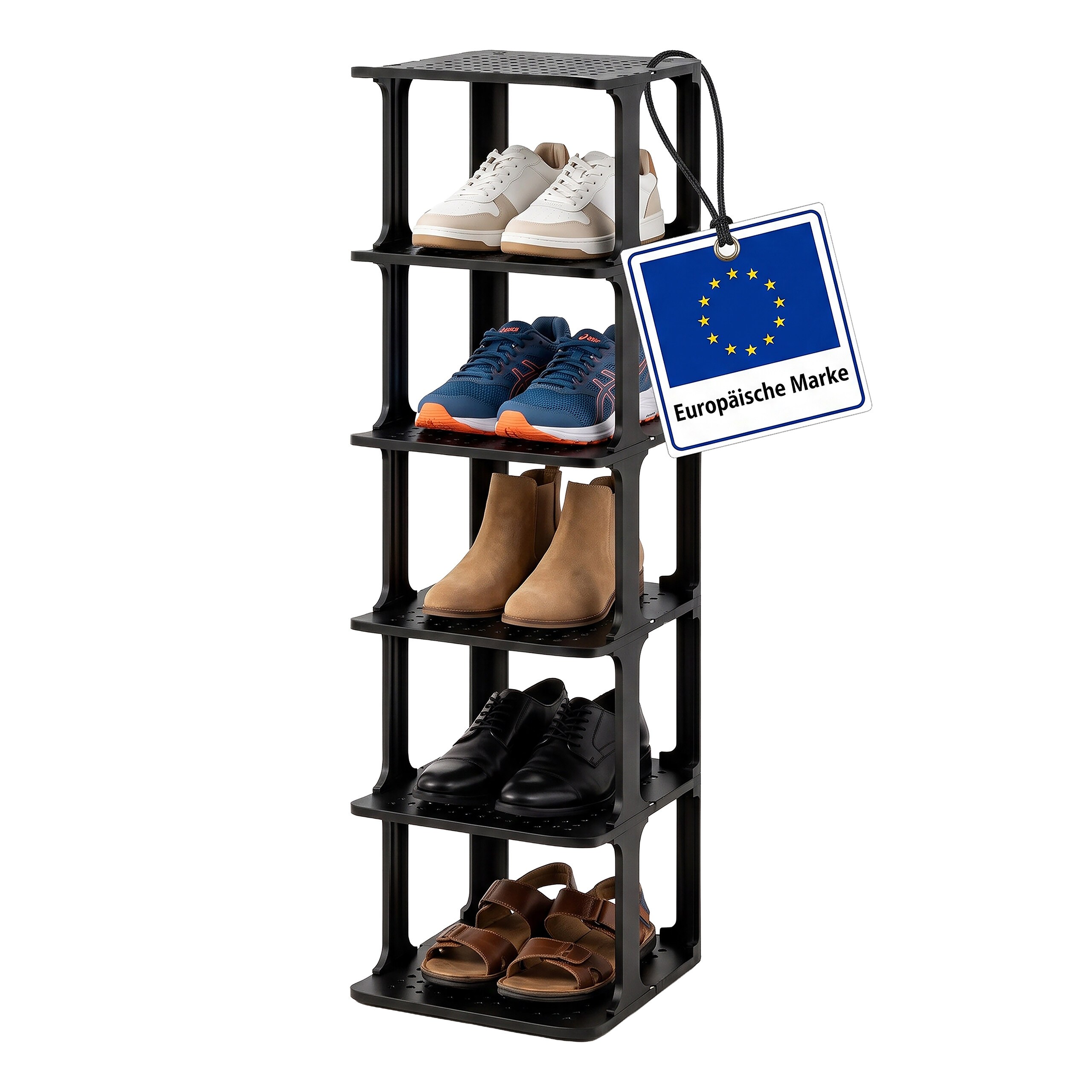Shoe Rack "6 Levels" In Black - (w)26.5 X (h)91 X (d)30.5 Cm