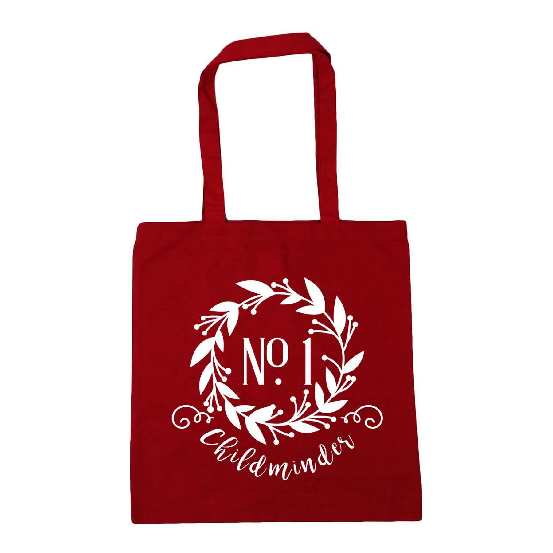 Number One Childminder Floral Wreath Tote Bag, 42cm x 38cm