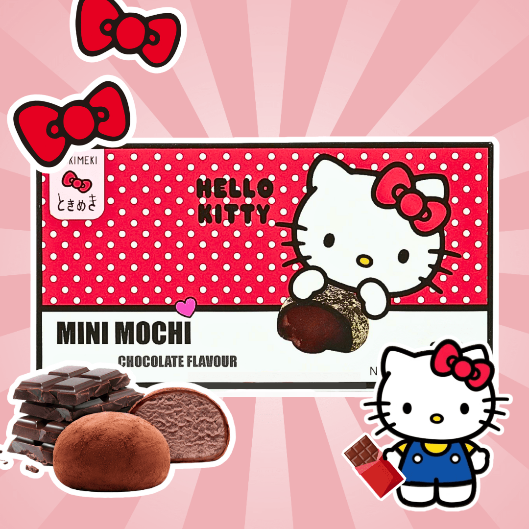 Tokimeki Hello Kitty Mini Mochi Chocolate – Filled Mochi With Chocolate Cream, 2x4 Pieces, 80 G