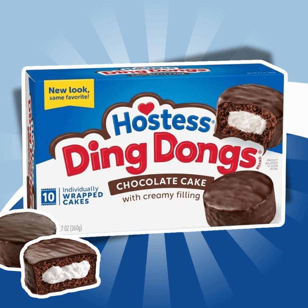 Hostess Ding Dongs Chocolate Cake 360 G - Chocolate Cake With Cream Filling, 10 Individually Wrapped Cakes