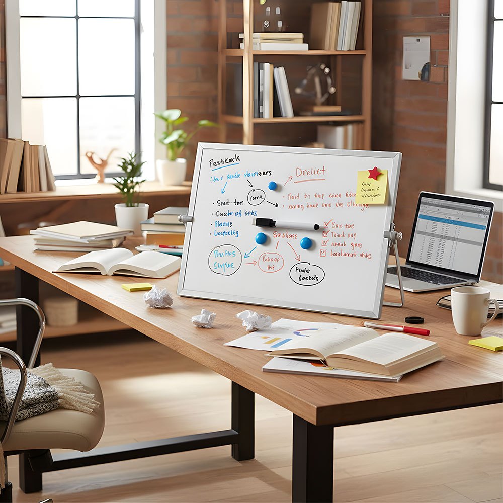 TEMU Mini Aluminium Alloy Double-sided Magnetic Whiteboard And Dry-erase Drawing Board With Eraser, Suitable For And Study Use, As Well As School