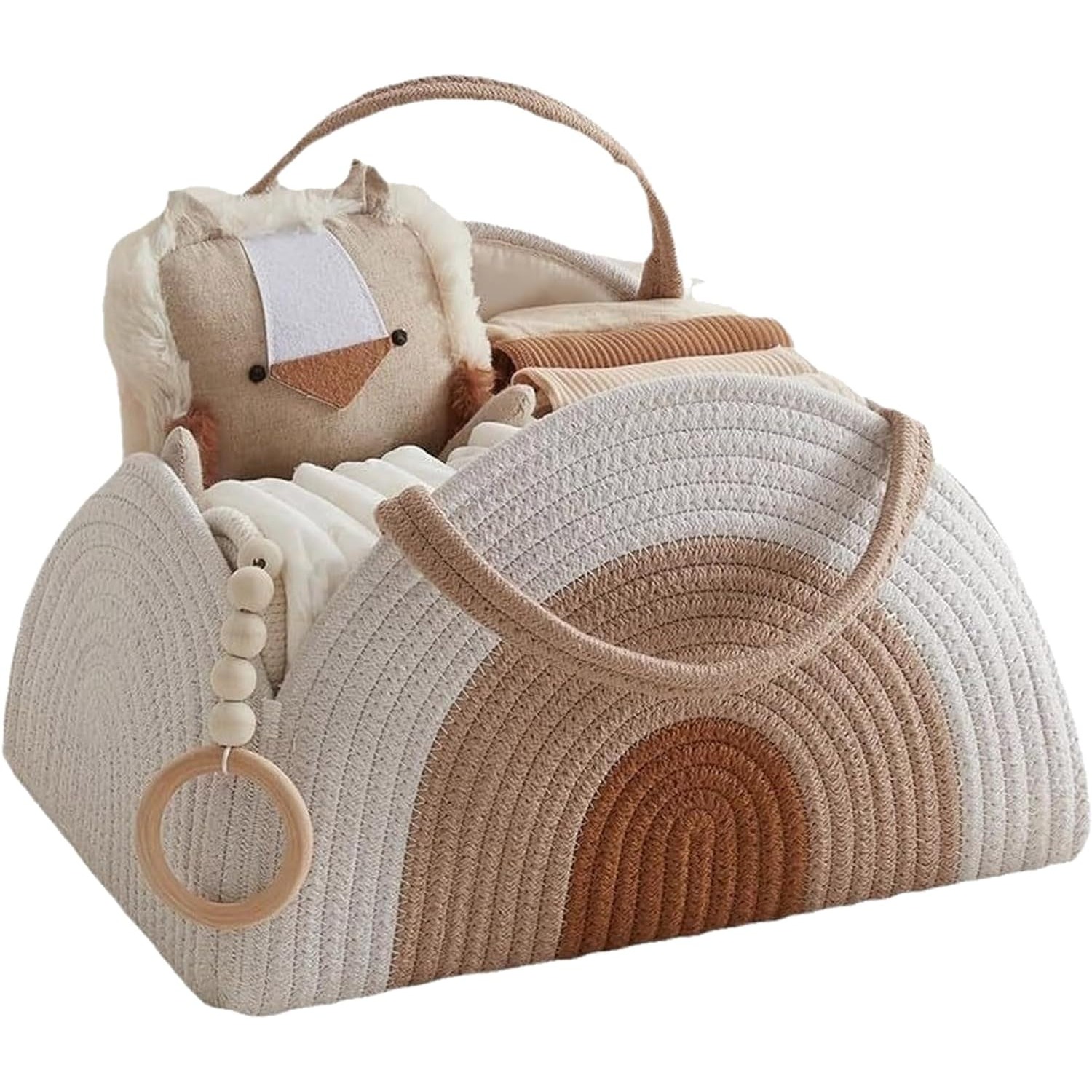 Cotton Rope Nappy Caddy Organizer with Dividers