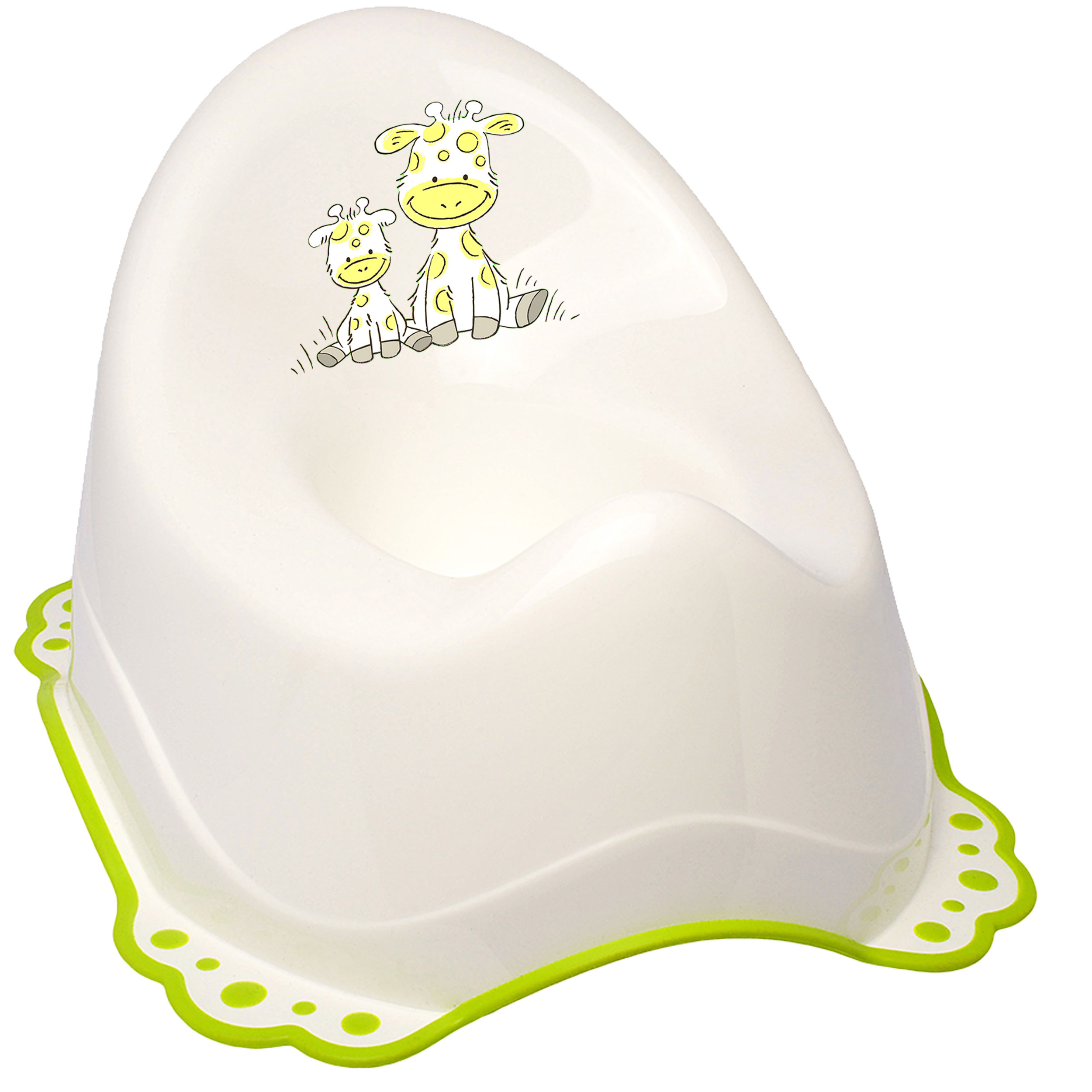Image of Anti Slip - Pot / Chamber Pot / Baby Pot - White - Green _ Animals - Giraffe _ Bieco - With Large Backrest + Splash Guard - Slip-resistant Anti-slip Function - Baby...