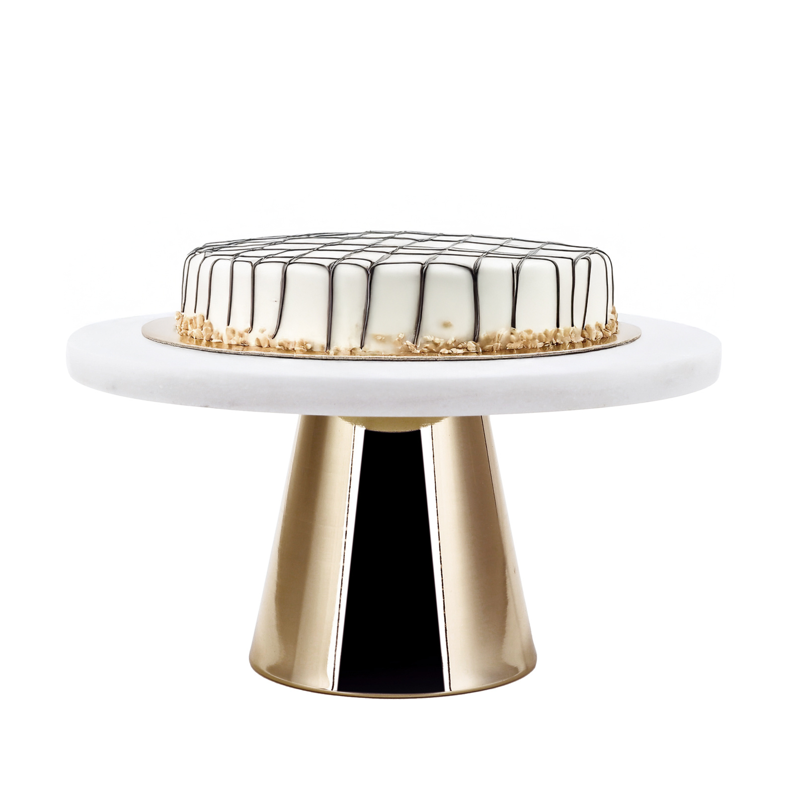 Image of Real Work Stylish Stand With Pedestal, Cake Plate For Serving Food, Fruit, Cheese And Desserts, Cake Stand For Party Or Wedding, Copper Edition, Ø 22 Cm