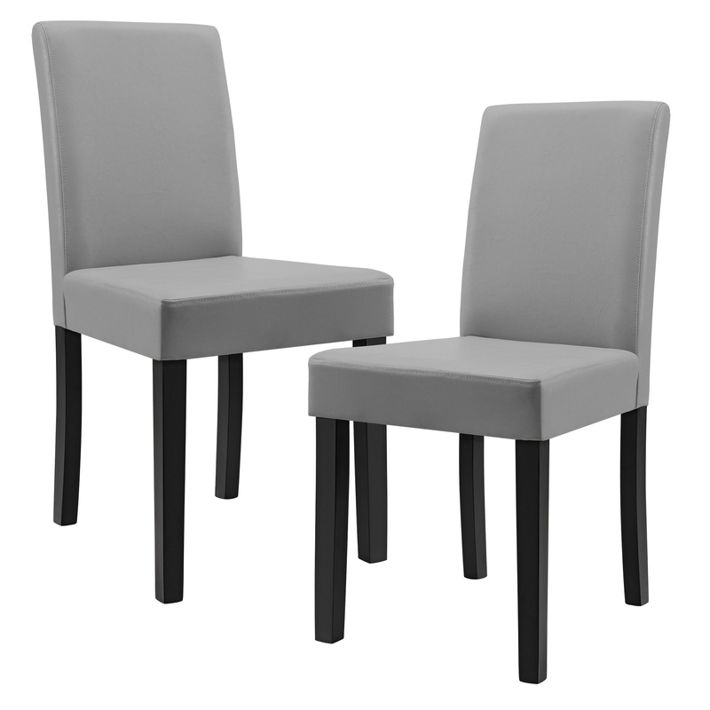 Dining Chair 2-piece Set, Faux Leather With Wooden Legs