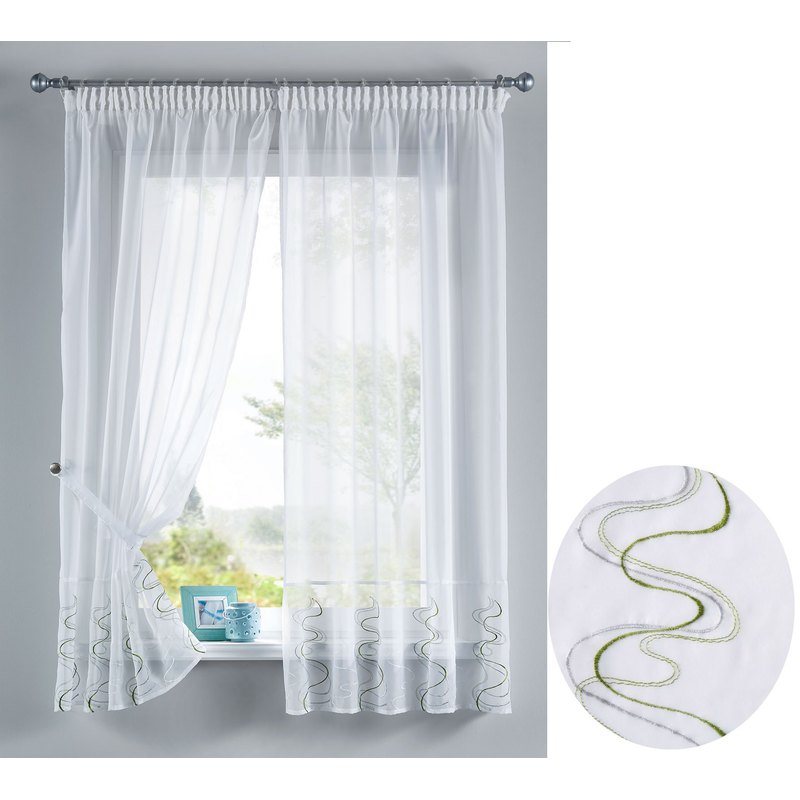 Well Curtain Embroidery Set 4pcs. Tunnel Top Curtain Rod -112231-
