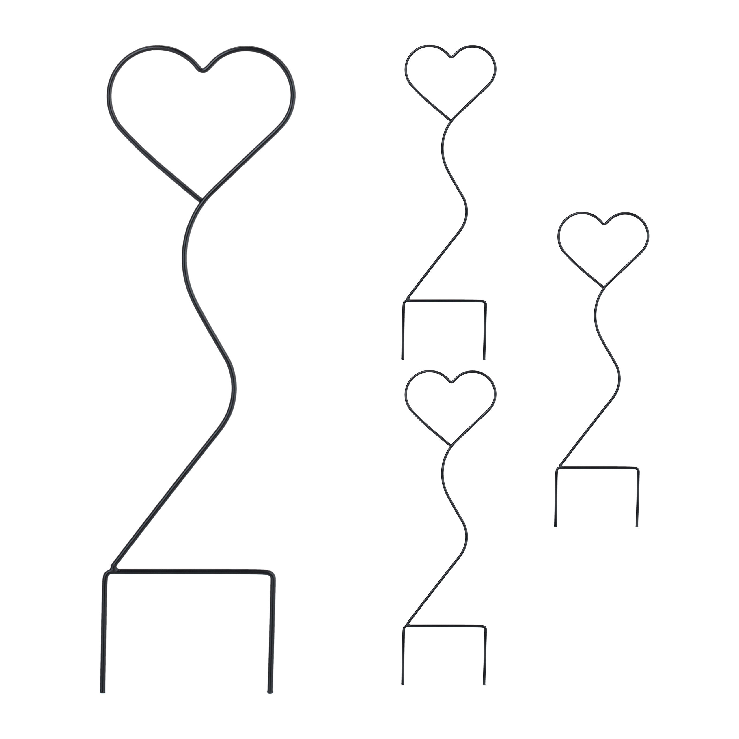 4 X "heart" Plant Support In Black